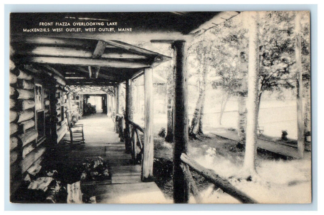 Front Piazza Overlooking Lake MacKenzies West Outlet Maine ME Vintage Postcard