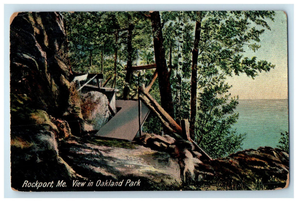 1908 Rocky View in Oakland Park Rockport Maine ME Antique Posted Postcard