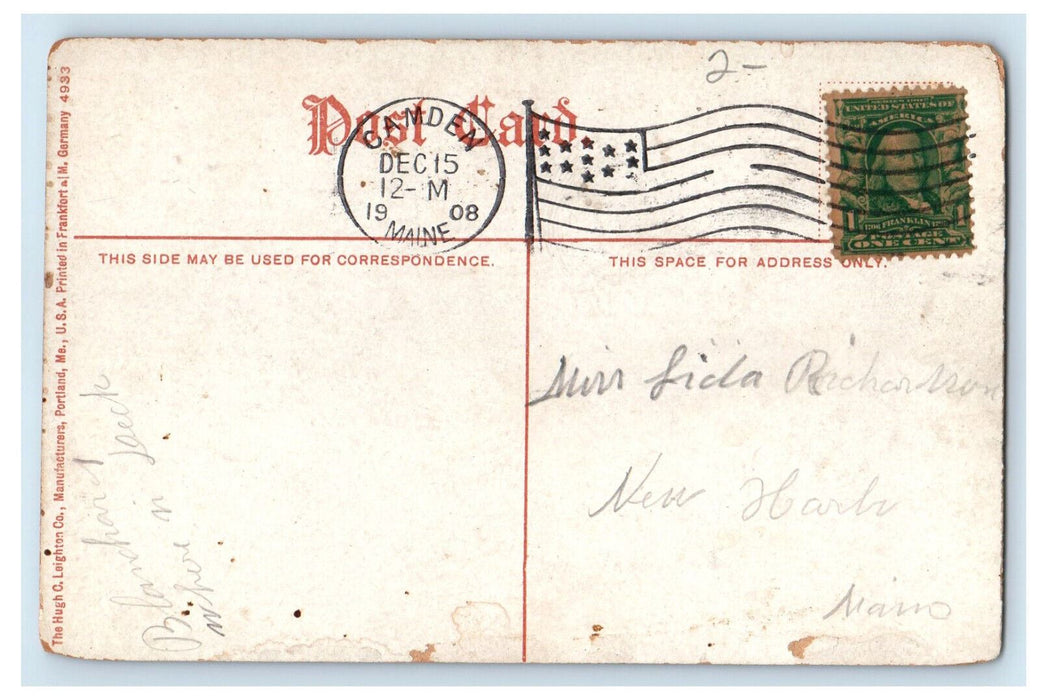 1908 Rocky View in Oakland Park Rockport Maine ME Antique Posted Postcard