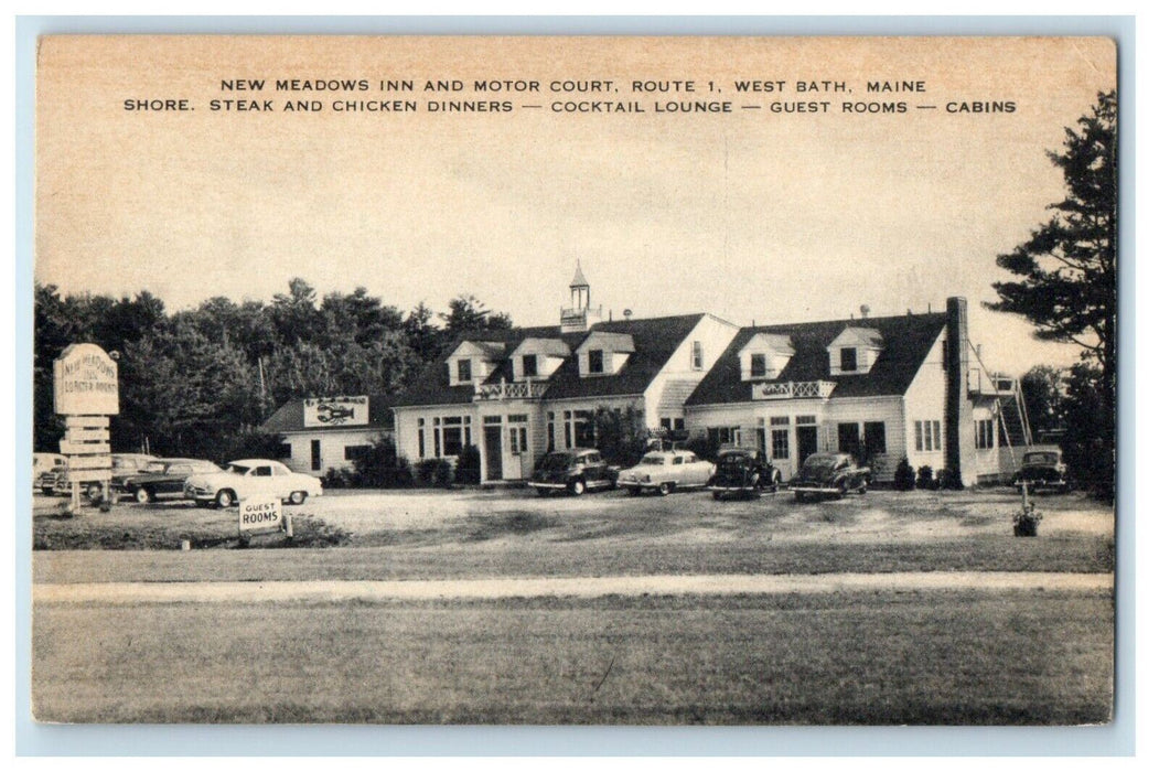 c1940's New Meadows Inn And Restaurant West Bath Maine ME Antique Postcard