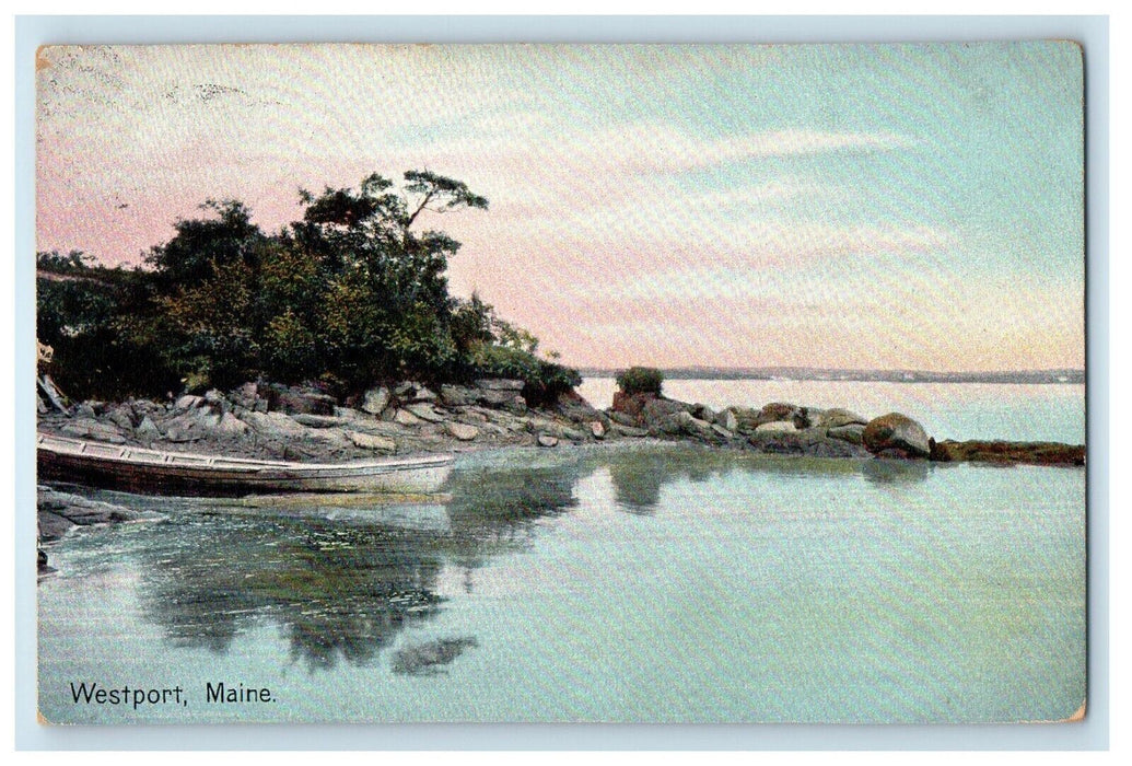 c1910's Sea View And Boat At Westport Wiscasset Maine ME Posted Antique Postcard