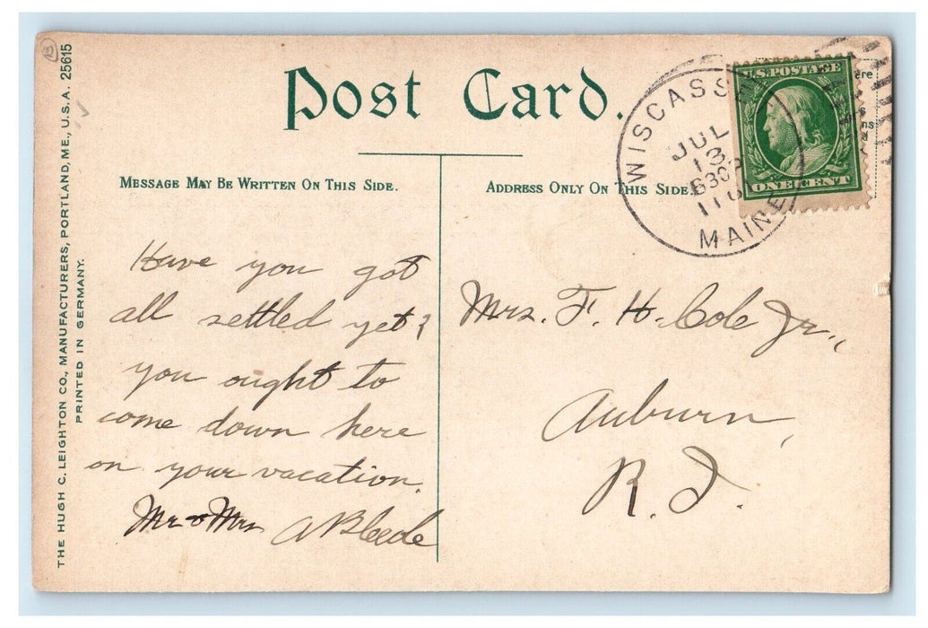 c1910's Sea View And Boat At Westport Wiscasset Maine ME Posted Antique Postcard