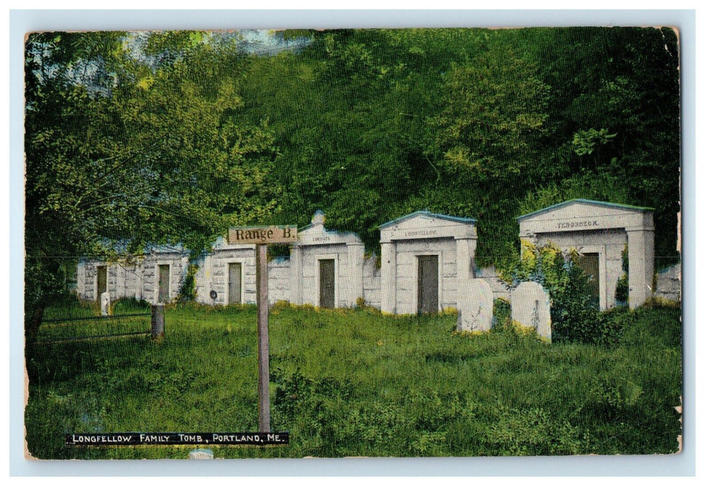 1912 View Of Longfellow Family Tomb Portland Maine ME Posted Antique Postcard