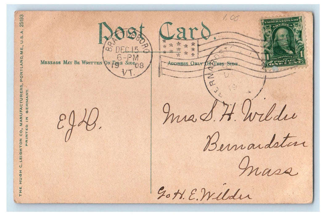 1908 Elephant Parade, Circus Day, Rockland Maine ME Bernardston MA Postcard