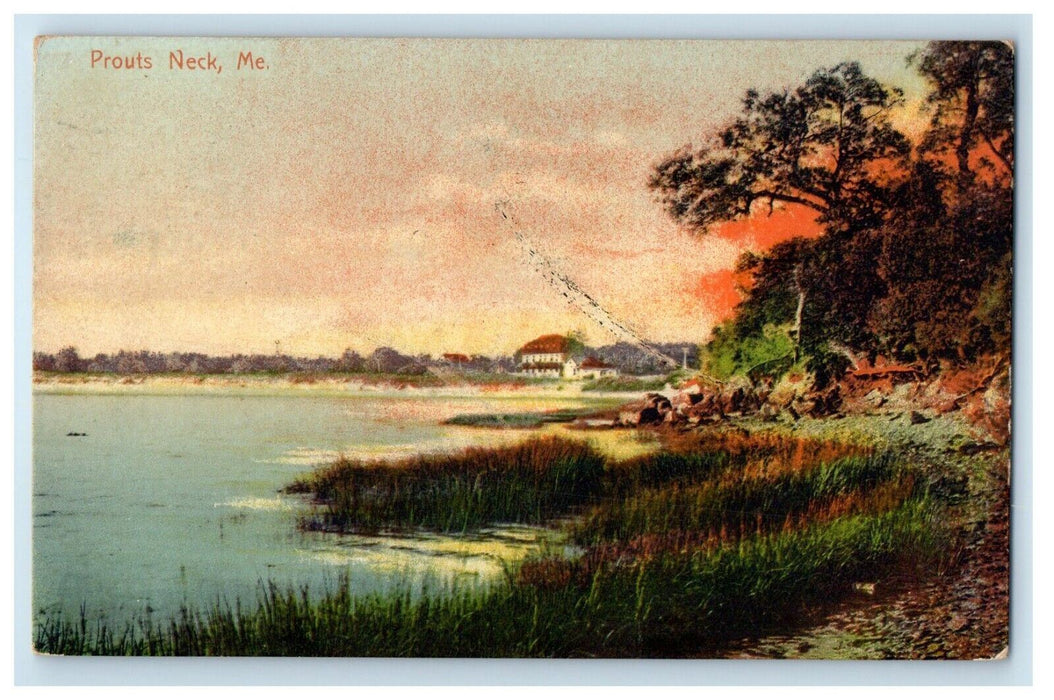 1907 Lake View Showing House Prouts Neck Maine ME Posted Antique Postcard