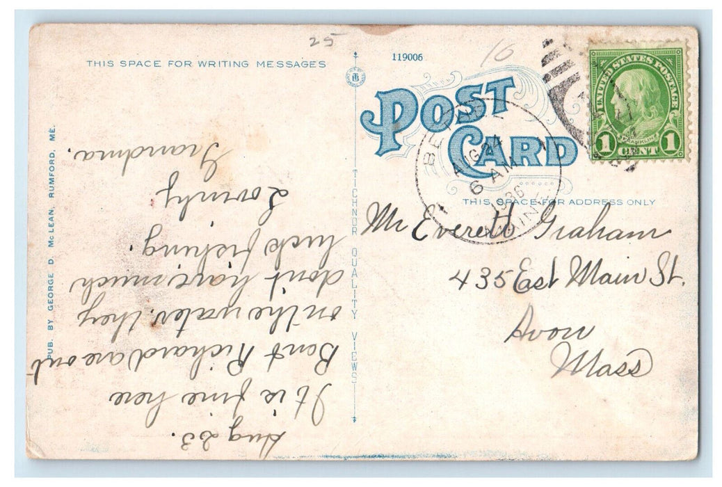 1936 Androscoggin River By Moonlight Rumford Maine ME Bethel ME Postcard