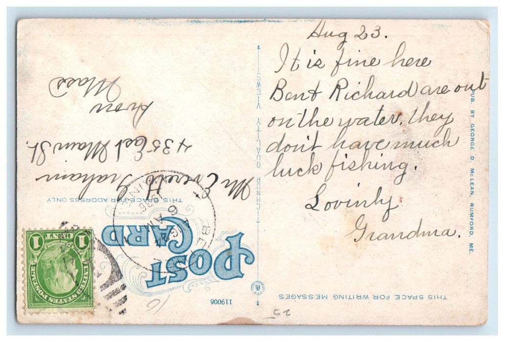 1936 Androscoggin River By Moonlight Rumford Maine ME Bethel ME Postcard