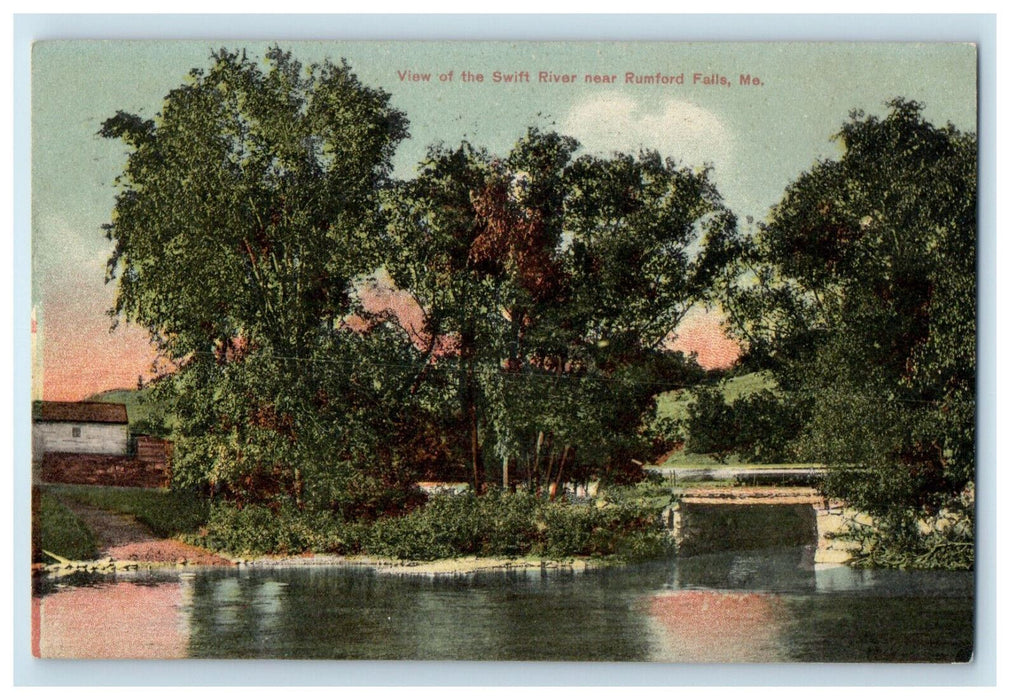 1907 View of the Swift River Near Rumford Falls Maine ME Antique Postcard