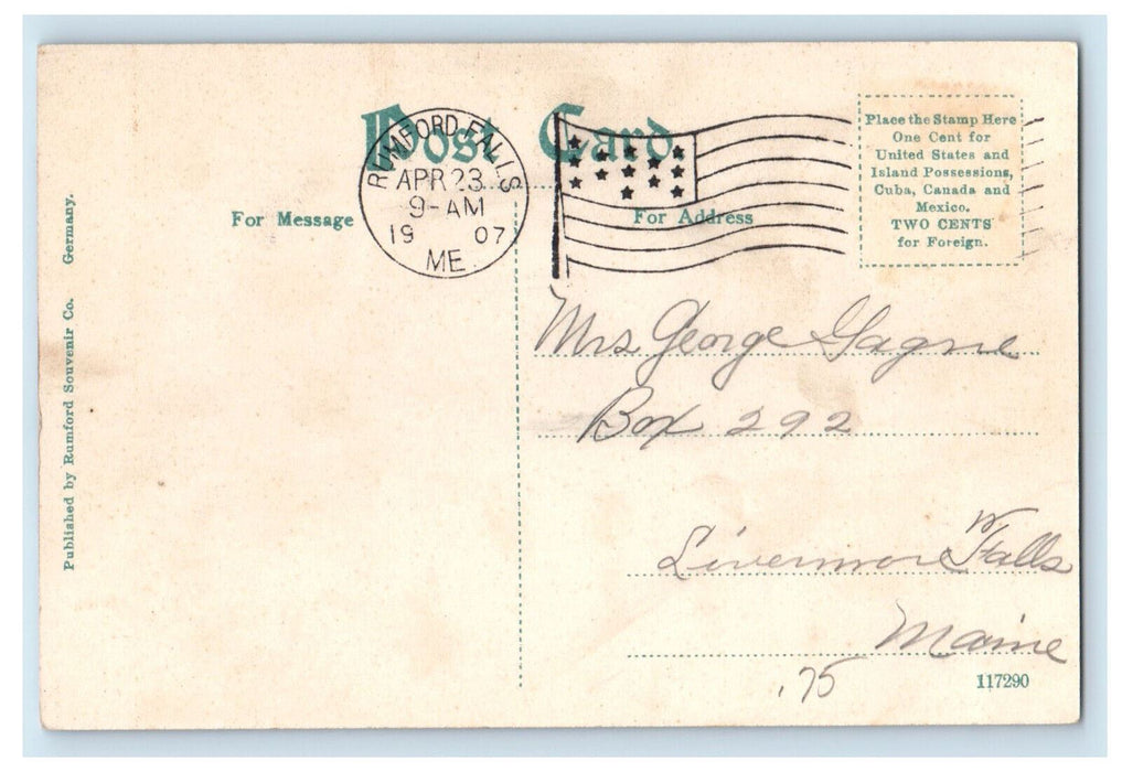 1907 View of the Swift River Near Rumford Falls Maine ME Antique Postcard