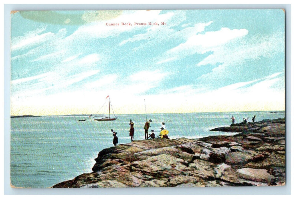 c1910's View Of Cunner Rock Boats Prouts Neck Maine ME Unposted Antique Postcard