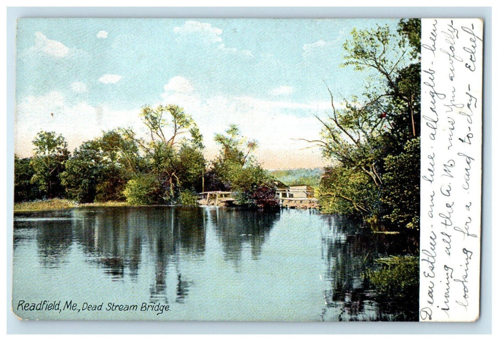 1907 Dead Stream Bridge And Lake Readfield Maine ME Posted Antique Postcard