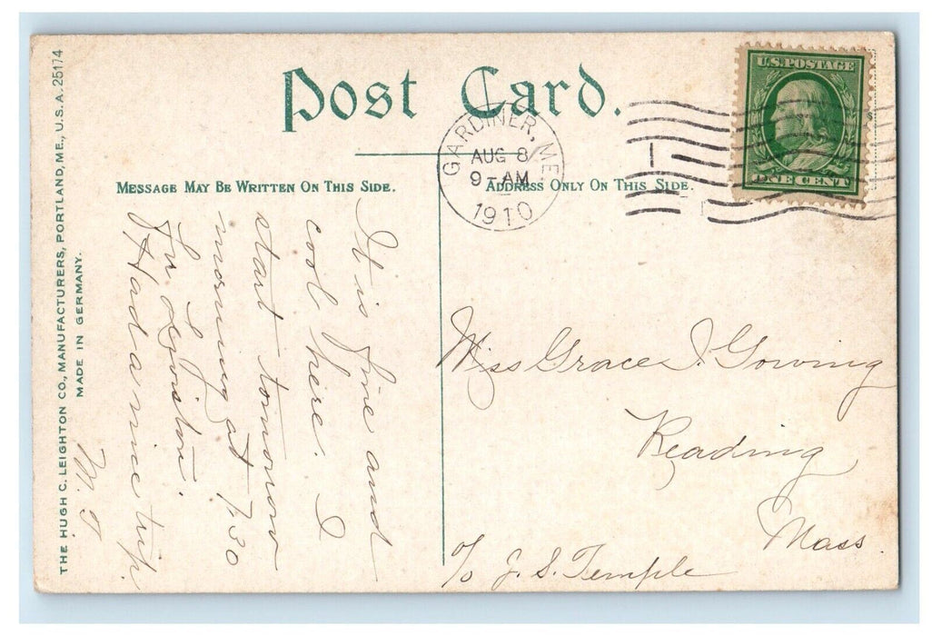 1910 Little Togus Stream And Kennebec River Boat Randolph Maine ME Postcard