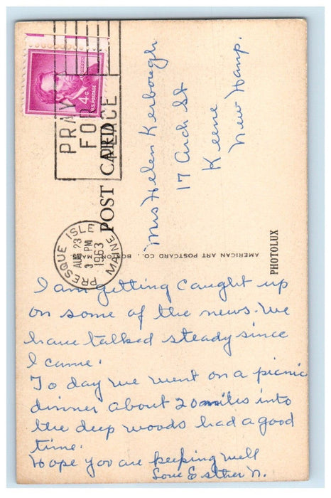 1963 Community Center Street View Presque Isle Maine ME Posted Vintage Postcard
