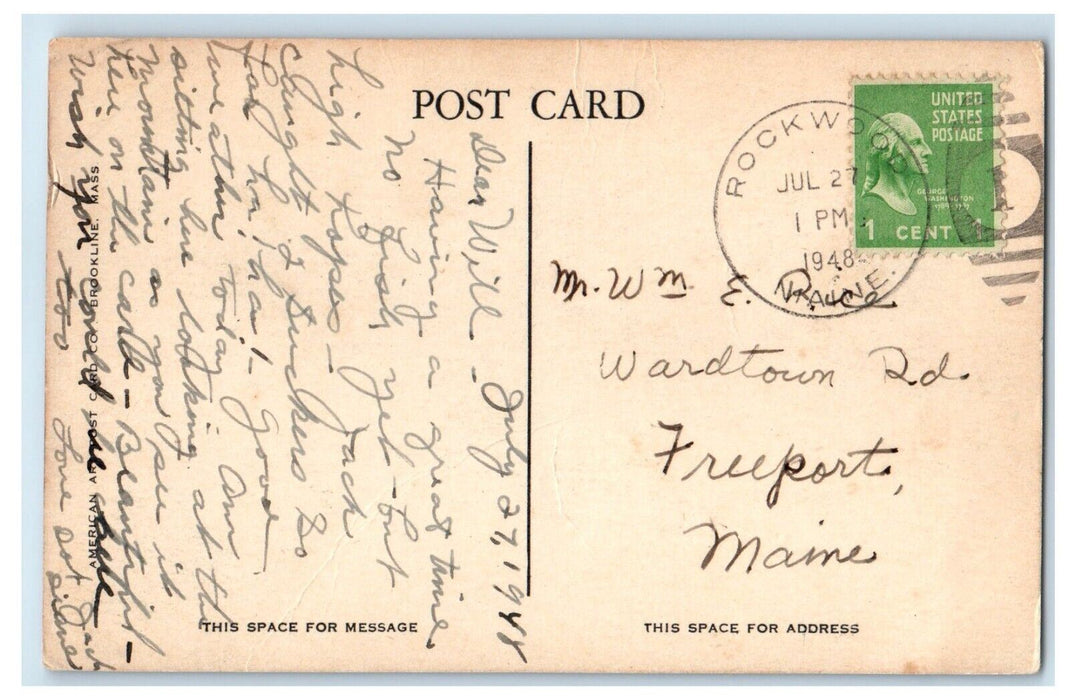 1948 Aerial View Of Mt. Kineo Moosehead Lake Rockwood Maine ME Vintage Postcard