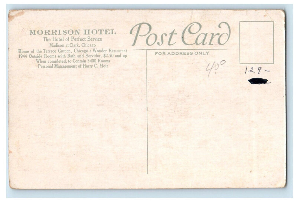 Terrace Garden Morrison Hotel's Dine In And Dance Restaurant Chicago IL Postcard