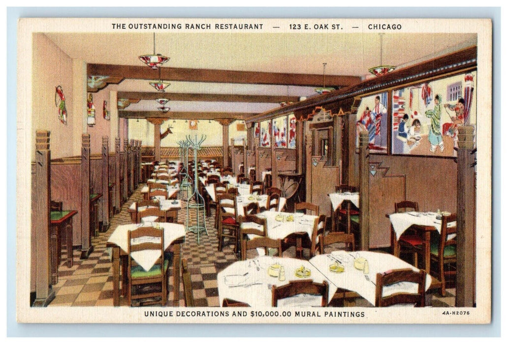 c1930's The Ranch Restaurant Dining Room Chicago Illinois IL Vintage Postcard
