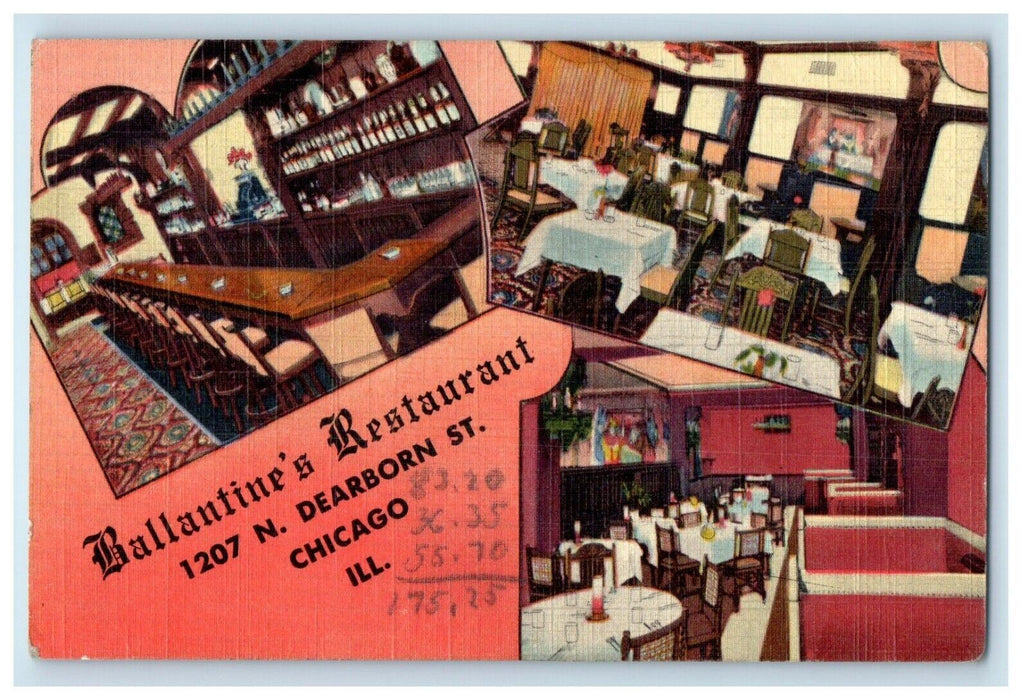 Ballantine's Restaurant And Dining Room Chicago Illinois IL, Multiview Postcard