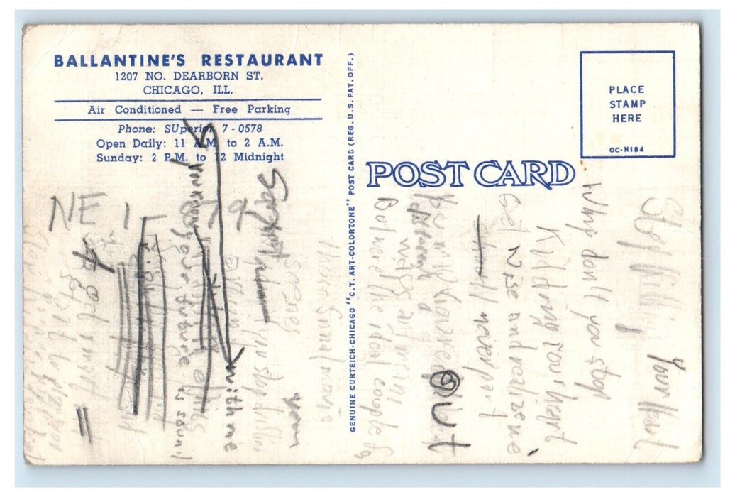 Ballantine's Restaurant And Dining Room Chicago Illinois IL, Multiview Postcard