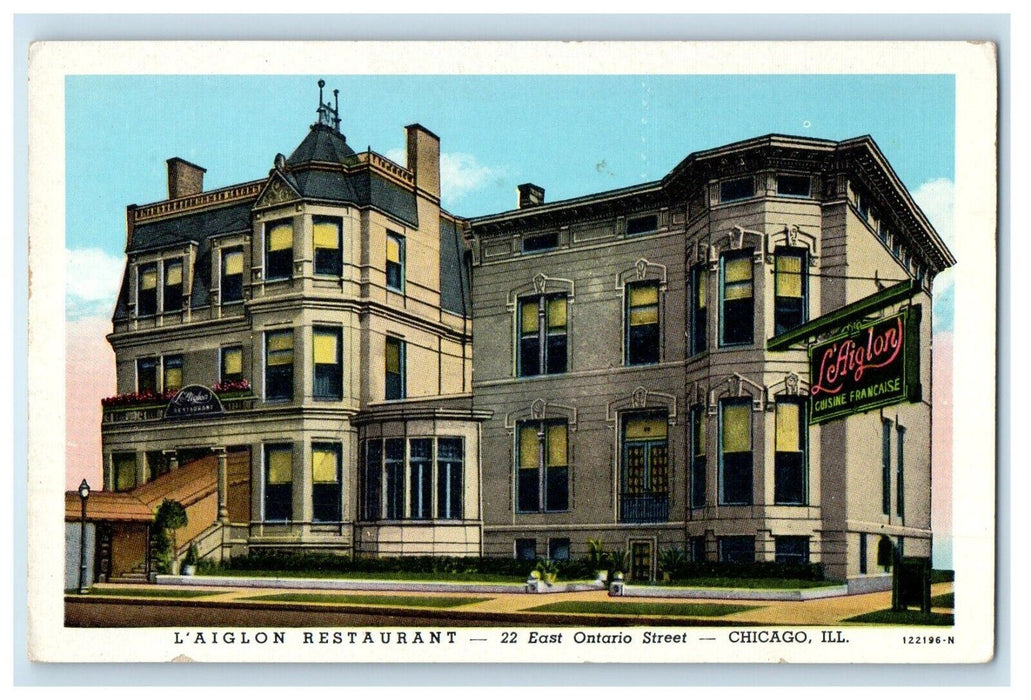 c1930's L'Aiglon Restaurant 22 East Ontario Street Chicago IL Vintage Postcard