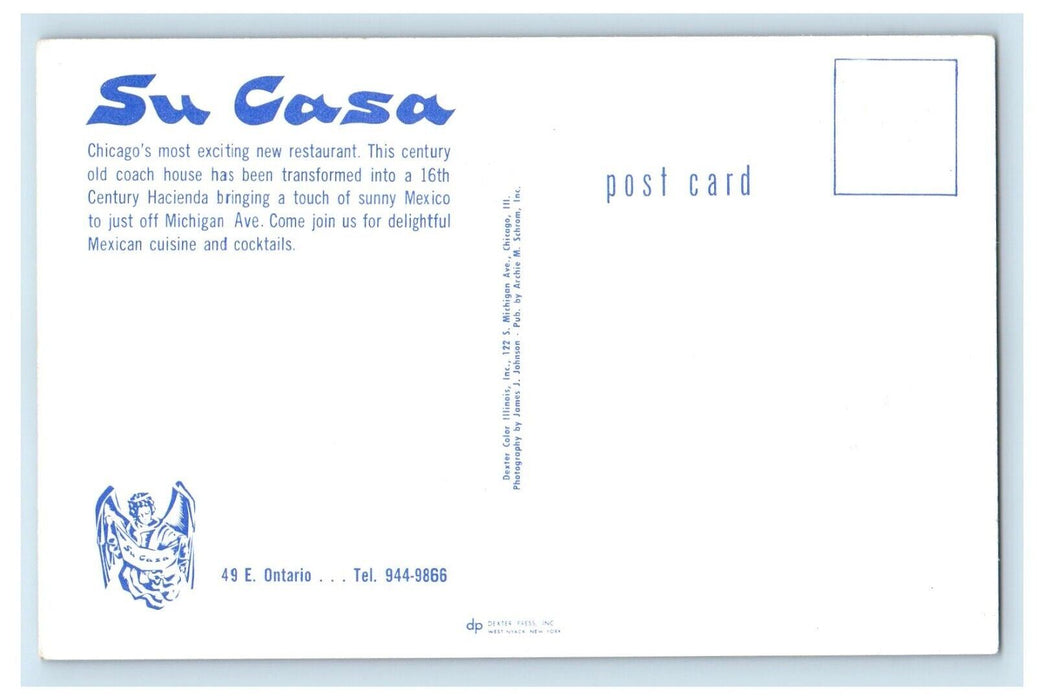Su Casa Restaurant Dining Room Mexican Cuisine Michigan Ave. Chicago IL Postcard