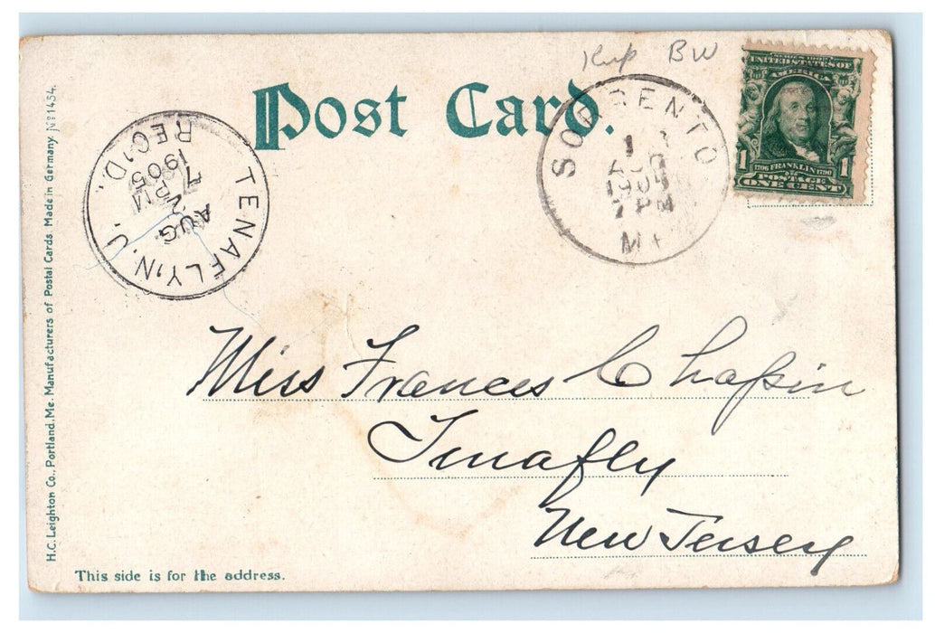 1905 Steamboat, Bar Harbor, Hotel Sorrento, Sorrento ME Tenafly NJ Postcard