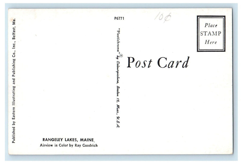 c1960's Aerial View Of Rangeley Lakes Maine ME Unposted Vintage Postcard