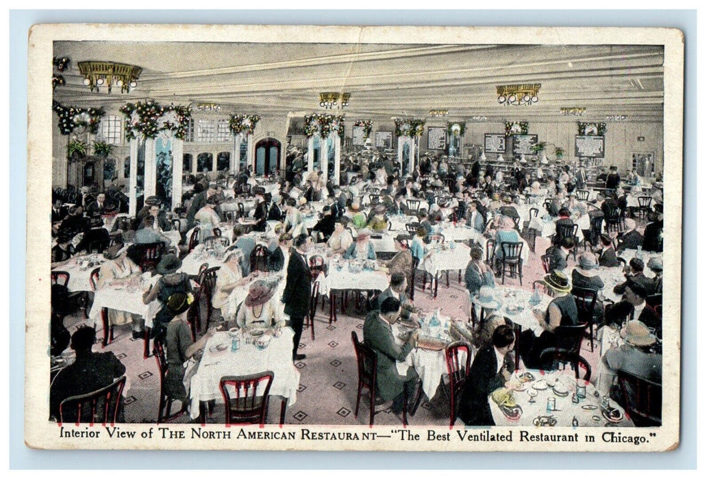 The North American Restaurant Interior View Dining Room Chicago IL Postcard
