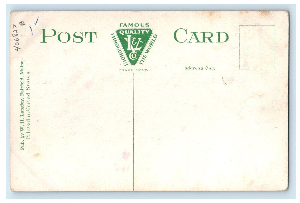 c1910 Waterfalls New 1000 Ft. Concrete Dam Shawmut Maine ME Antique Postcard
