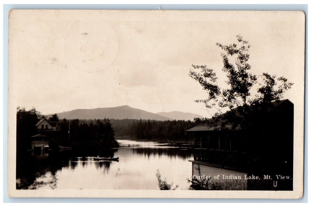 c1930's View From Shore Outlet Of Indian Lake New York NY RPPC Photo Postcard