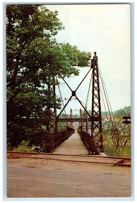 c1960's Unique Tupenny Foot Bridge Over Kennebec, Winslow Maine ME Postcard