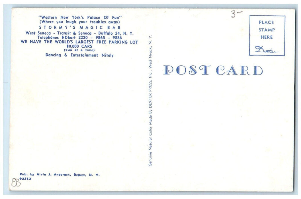 c1950's Stormy's Magic Bar Restaurant Dining Room Buffalo New York NY Postcard