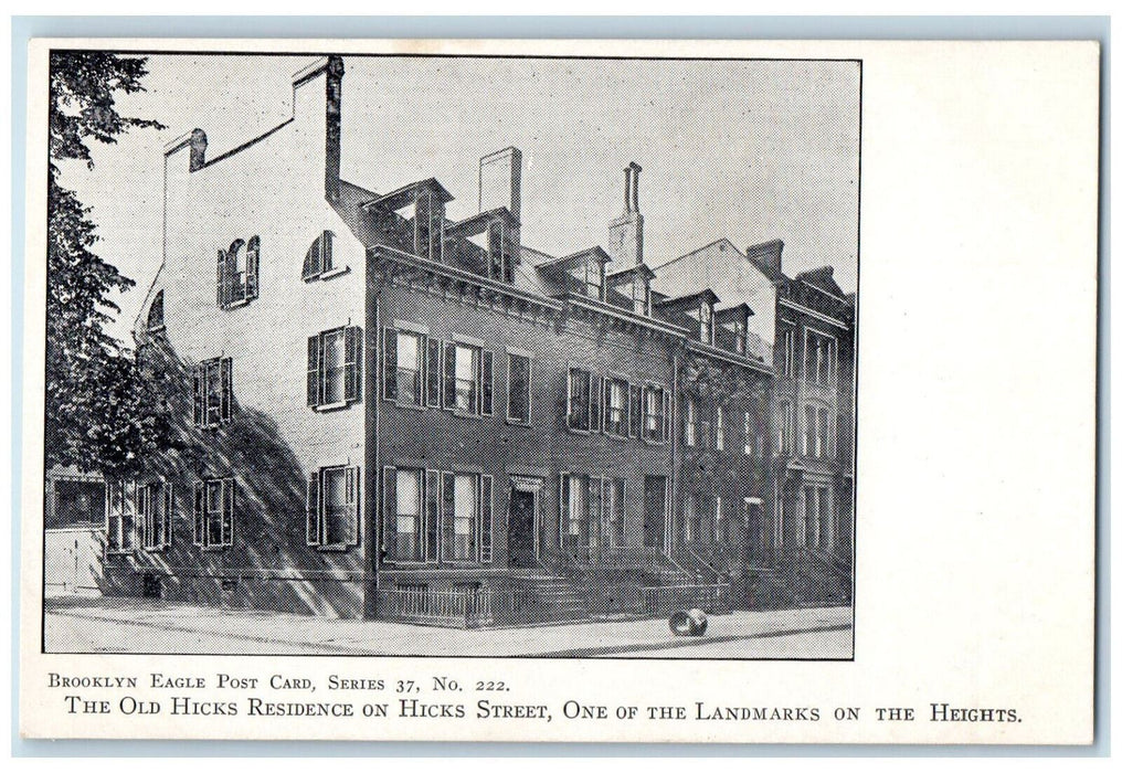 1909 The Old Hicks Residence on Hicks Street, Landmark on Heights Postcard