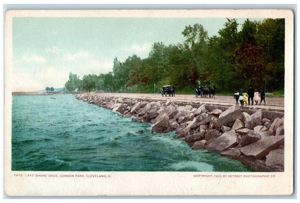 c1905 Horse Carriages, Lake Shore Drive Gordon Park Cleveland OH Postcard
