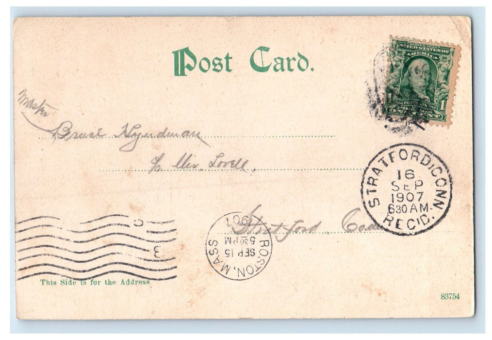 1907 Corner In Rangeley Lake Maine ME Stratford CT Antique Posted Postcard