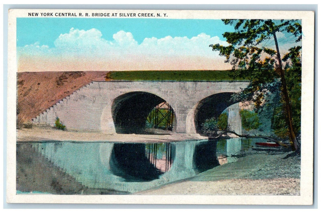 c1920's New York Central Railroad Bridge at Silver Creek NY Unposted Postcard