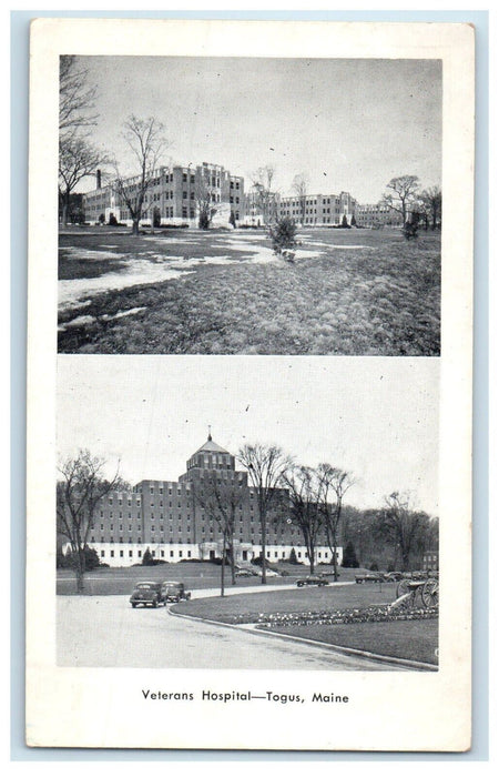 Velerans Hospital Masonic Service Center Cars Togus Maine ME, Dual View Postcard