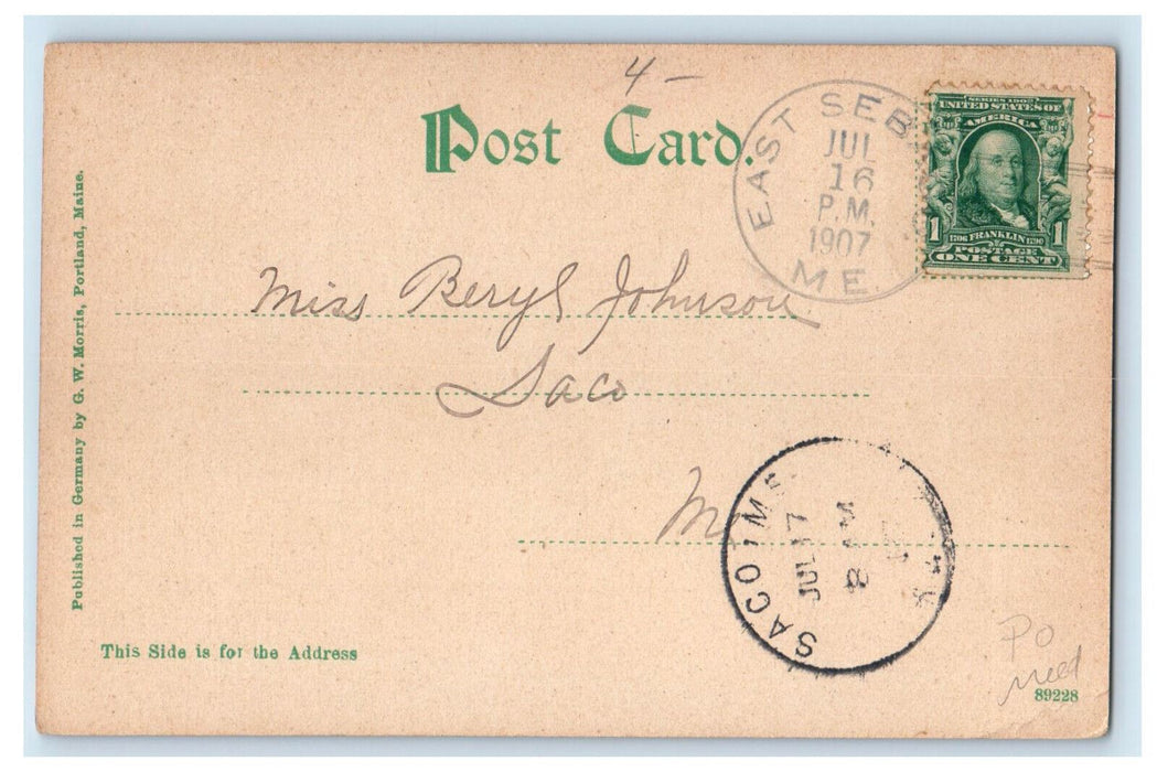 1907 Boat Scene River Jordan Raymond Maine ME Saco ME East Sebago ME Postcard