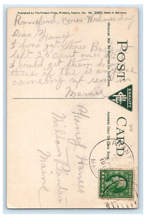 1913 Boats in The Landing Place, River Jordan Raymond ME Bryant Pond ME Postcard