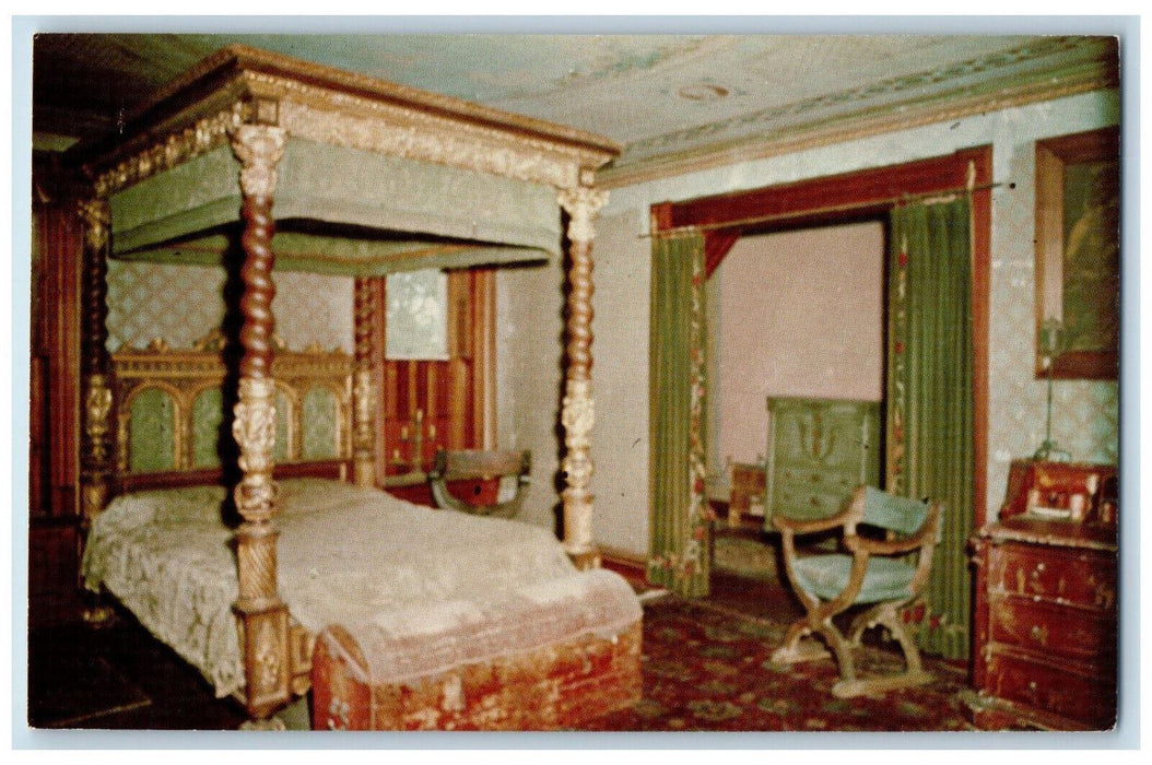 c1950's Master Bed Room Mac-O-Chee Castle West Liberty Ohio OH Postcard