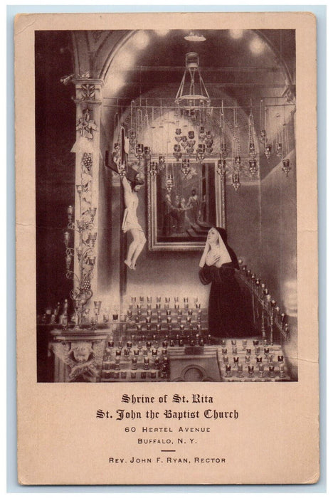 c1950's Shrine of St. Rita St. John The Baptist Church Buffalo NY Postcard