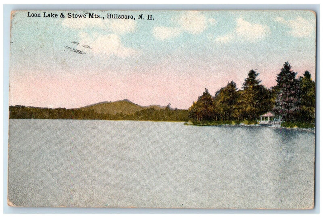1918 Loon Lake Stowe Mts Hillsboro New Hampshire NH Antrim Antique Postcard