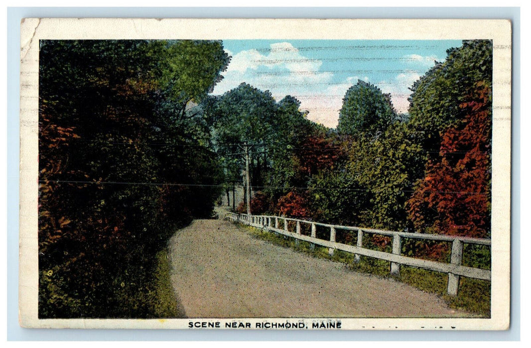 1924 Trees, Road Scene Near Richmond Maine ME Posted Vintage Postcard