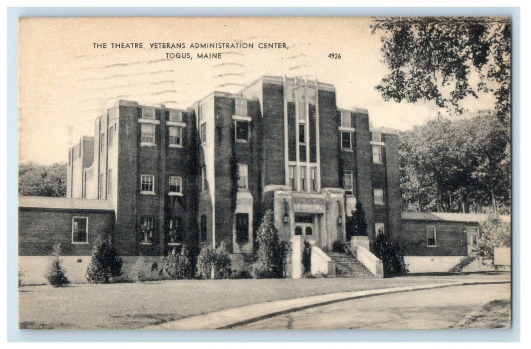 1953 The Theater Veterans Administration Center Togus Maine ME Antique Postcard