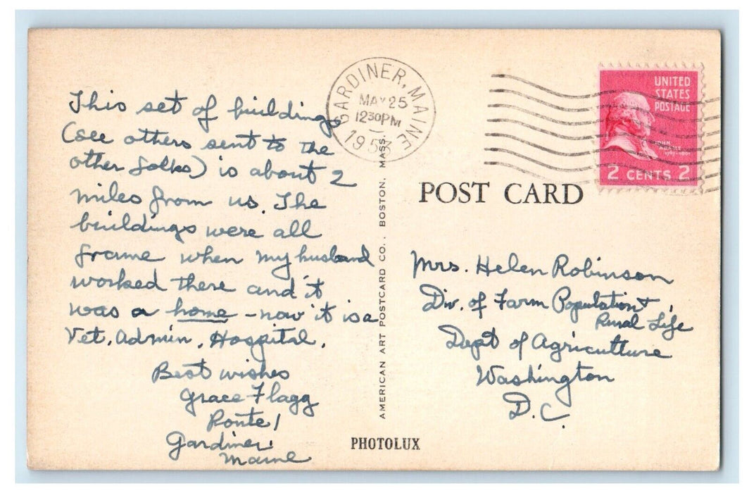 1953 The Theater Veterans Administration Center Togus Maine ME Antique Postcard