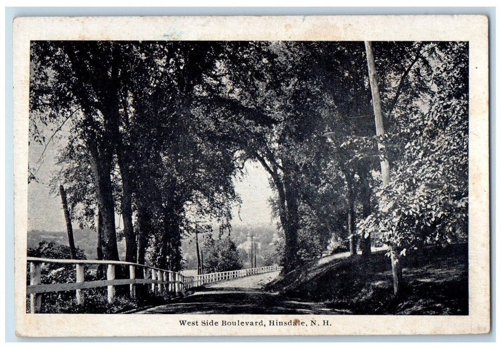c1910's West Side Boulevard Hinsdale New Hampshire NH Vintage Antique Postcard
