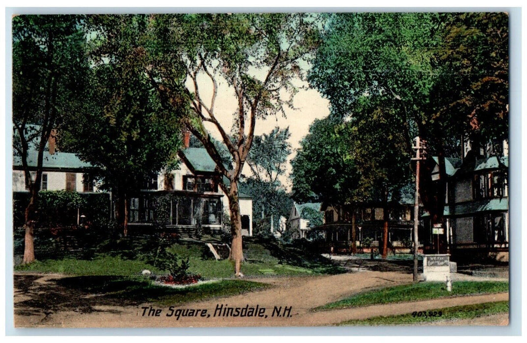 c1909 The Square Hinsdale New Hampshire NH Vintage Antique Posted Postcard