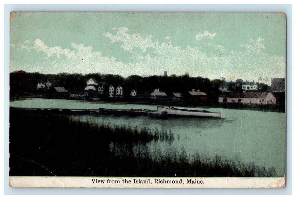 c1910 View from the Island Richmond Maine ME Unposted Antique Postcard