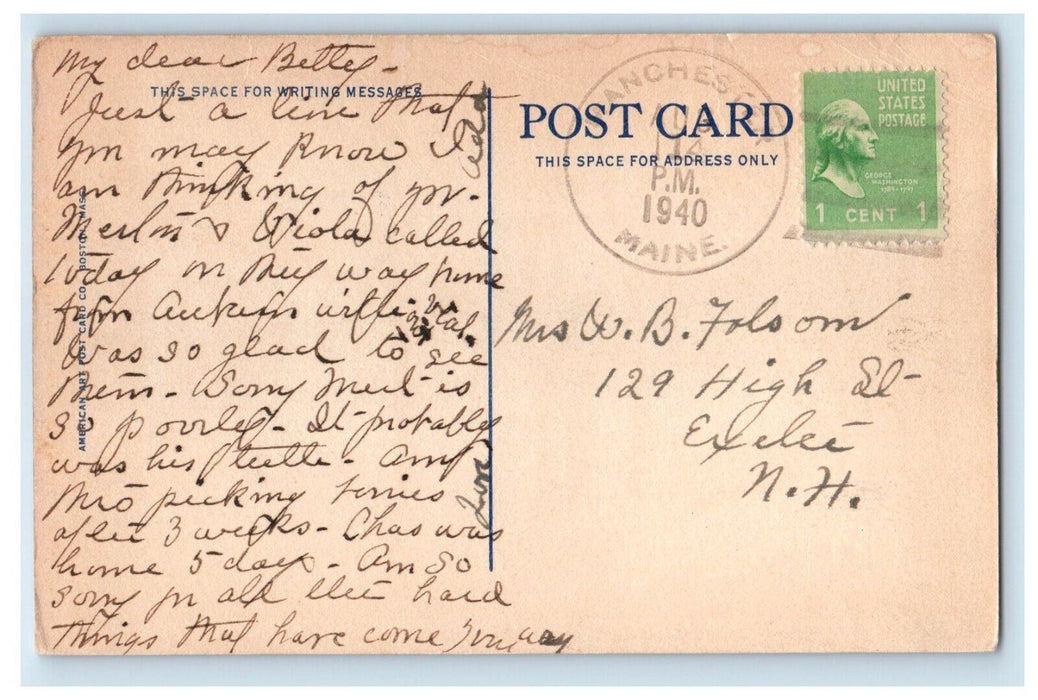 1940 The Hospital Nurses Home Veterans Administration Facility Togus ME Postcard