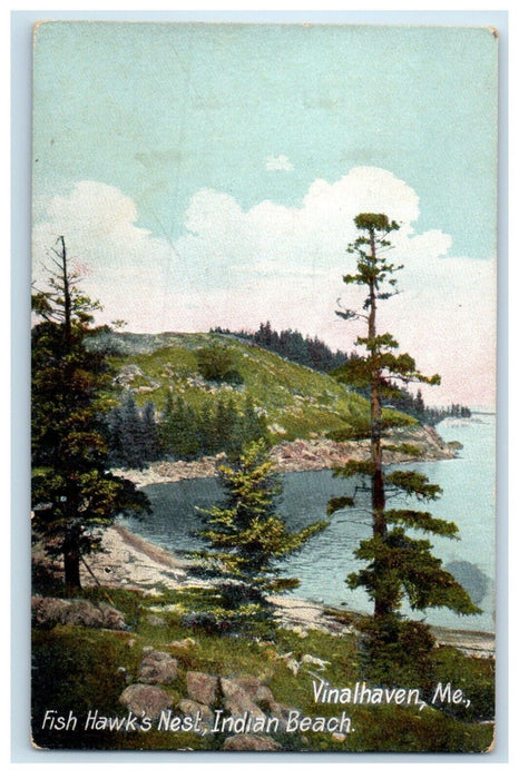 c1910's Vinalhaven Maine ME, First Hawk's Nest Indian Beach Antique Postcard