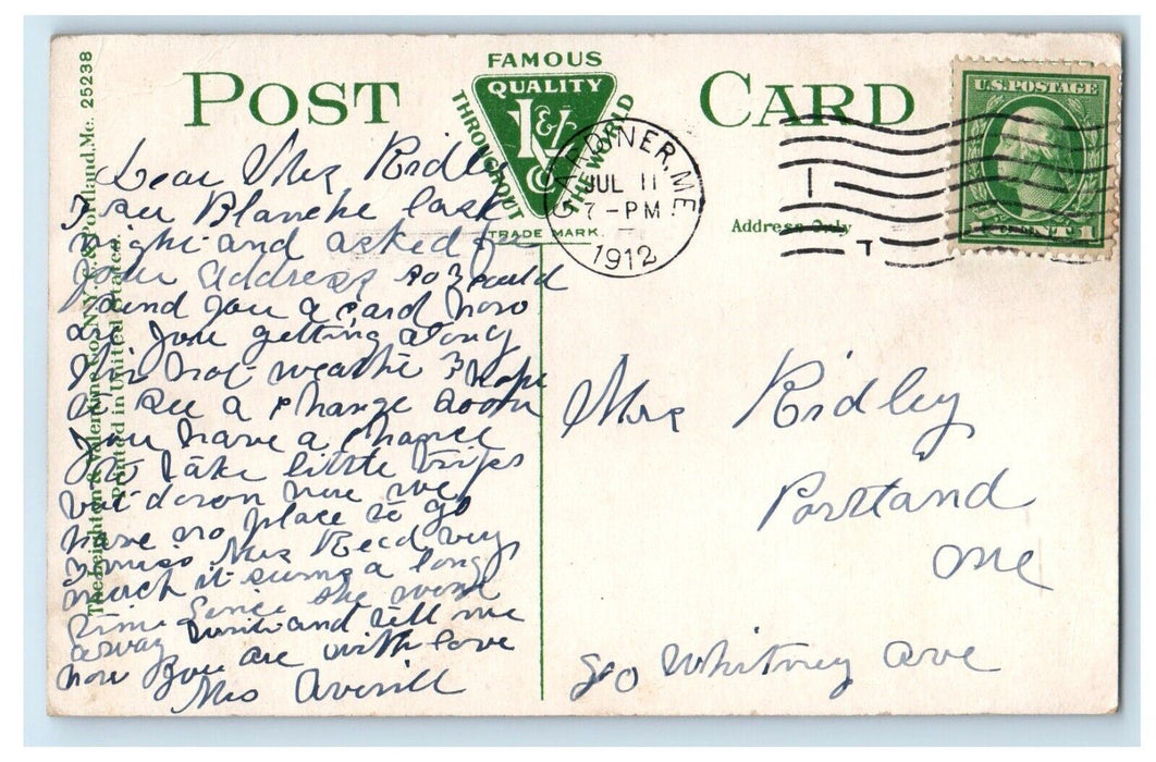 1912 Togus Maine ME, A View Of Duck Pond River Posted Antique Postcard